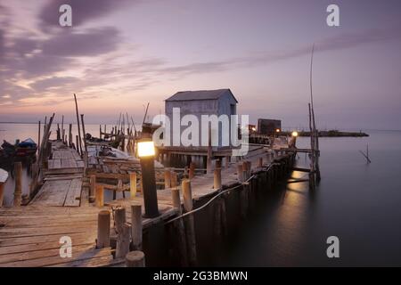 Port de Carrasqueira stilt à Comporta, Portugal, une belle soirée Banque D'Images