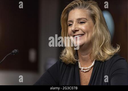 Washington, États-Unis. 15 juin 2021. La sous-secrétaire à la Défense Christine Wormuth prend la parole à l'audience sur la demande d'autorisation de défense pour l'exercice 2022 et le Programme de défense pour les années à venir à Capitol Hill, à Washington, DC, le mardi 15 juin 2021. Photo par Tasos Katopodis/UPI crédit: UPI/Alay Live News Banque D'Images
