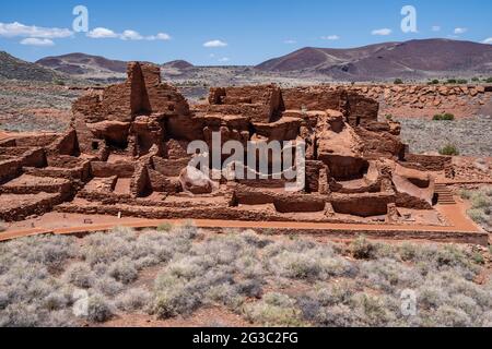 Ruines indiennes anciennes au monument national de Wupatki en Arizona Banque D'Images