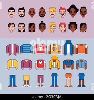 parties d'avatars de jeux vidéo Illustration de Vecteur