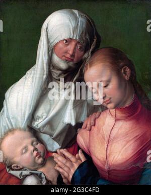 Vierge et enfant avec Sainte Anne par Albrecht Durer (1471-1528), huile sur linden, c. 1519 Banque D'Images