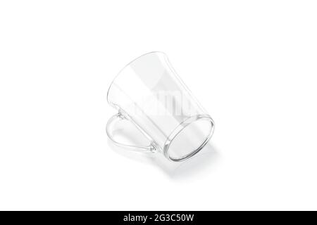 Tasse en verre vierge en forme de cloche de 11 oz, maquette couchée au fond, isolée Banque D'Images