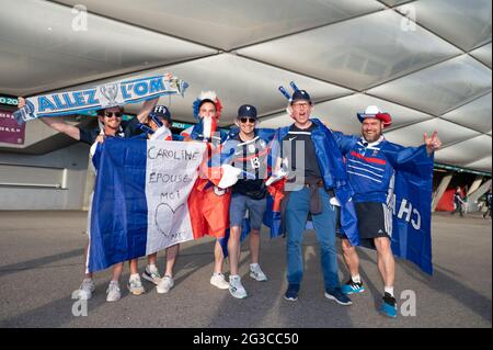Bavière, Munich, Allemagne, 15 juin 2021, Les supporters français assistent au match F de l'UEFA Euro 2020 Championship Group entre la France et l'Allemagne à Allianz Arena, le 15 juin 2021 en Bavière, Munich, Allemagne. Photo de David Niviere/ABACAPRESS.COM Banque D'Images