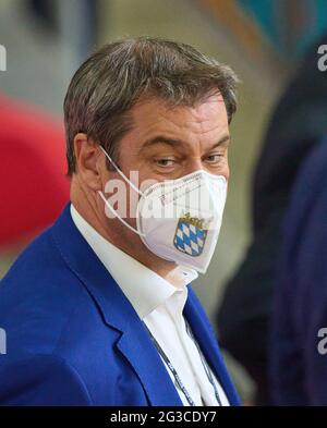 15 juin 2021 à Munich, Allemagne. Markus Söder dans le match ALLEMAGNE - FRANCE aux Championnats d'Europe de football 2020, saison 2020/2021, 15 juin 2021 à Munich, Allemagne. © Peter Schatz / Alamy Live News Banque D'Images