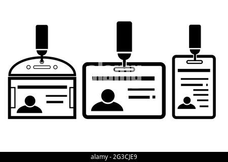 Icône vectorielle, 3 variantes de carte d'identité, isolée sur blanc Illustration de Vecteur