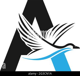 Lettre A avec logo symbole de canard illustration vecteur Illustration de Vecteur