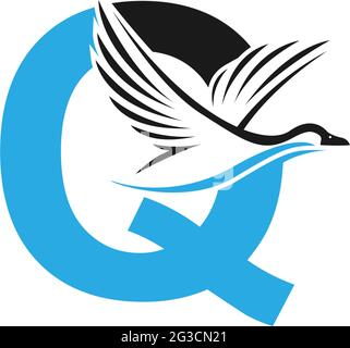 Lettre Q avec logo symbole canard illustration vecteur Illustration de Vecteur