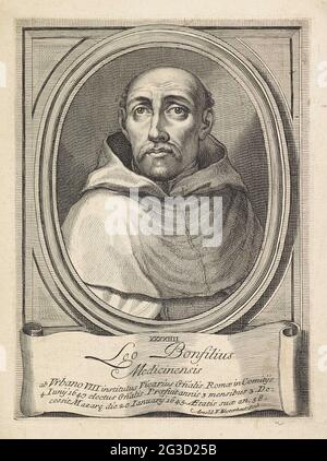 Portrait de Leo Bonfilius. Dans la cartouche sous son portrait son nom et ses données biographiques en latin. Banque D'Images