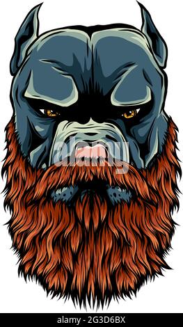 illustration vectorielle de la tête de pitbull avec la barbe Illustration de Vecteur