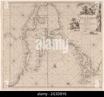 Passez la carte de l'Inde de l'Ouest et de la mer des Caraïbes avec la partie adjacente de l'océan Atlantique; Personnalisez la carte de l'Ouest si désiré SOO décrit des côtes solides telles que d''appartenance Etylands sur le nord d'oçeaan. Passez la carte de l'Inde occidentale et de la mer des Caraïbes avec la partie adjacente de l'océan Atlantique, et avec une rose compas, le nord se trouve sur la droite. En haut à droite, le titre, l'adresse de l'éditeur et l'échelle, indiqués en allemand, espagnol et anglais ou français miles (échelle: c. 1: 12,000,000). Au-dessus du titre trois anges qui étudient une carte. Liens du titre déplacer deux Thunder Men Sugar ca Banque D'Images