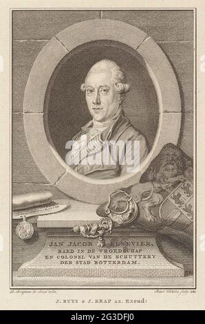 Portrait de Jan Jacob Elsevier. Portrait de Jan Jacob Elsevier, panneau piéton et colonel du Schutterij de la ville de Rotterdam. Banque D'Images