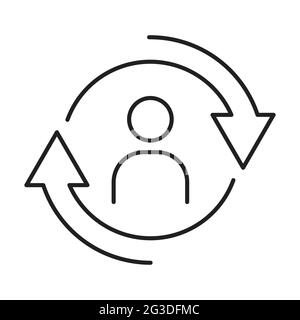 Le personnel contour de changement icône vecteur personnes dans cycle rond symbole ressource humaine concept pour la conception graphique, logo, site Web, médias sociaux, application mobile, Illustration de Vecteur