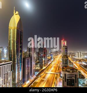 Dubai Sheikh Zayed Road Burj Khalifa Kalifa gratte-ciel bâtiment architecture d'horizon dans la ville des Émirats arabes Unis Banque D'Images