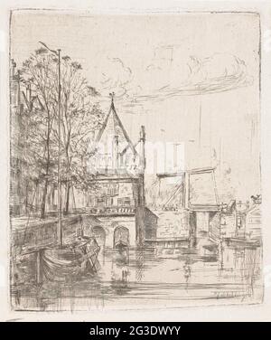 Vue sur le Schreierstoren à Amsterdam. Vue sur le Schreierstoren depuis l'eau de la Gelsekade. Banque D'Images