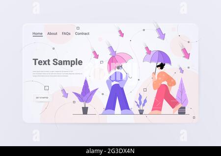 les hommes d'affaires soumis à des flèches économiques qui tombent en crise financière ont failli à la protection des risques d'investissement Illustration de Vecteur