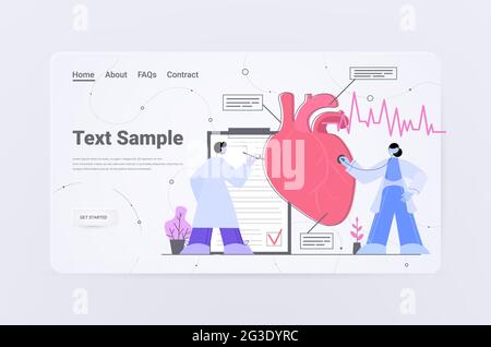 médecins équipe de cardiologues examinant la consultation médicale cardiaque examen interne d'inspection d'organe humain Illustration de Vecteur