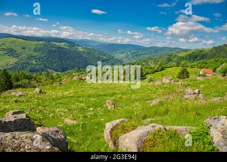 Sur les hauteurs de la Bresse dans la montagne des Vosges en France Banque D'Images