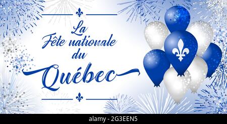 Fête nationale du Québec. Manuscrit décoratif français la tête nationale du Québec. Concept de congruts créatifs du jour du Québec. Conception graphique isolée Illustration de Vecteur