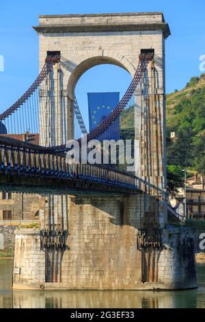 FRANCE. ARDECHE (07) COLONNE DE TAIN L'HERMITAGE DE LA PASSERELLE MARC SEGUIN Banque D'Images