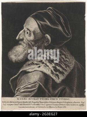 Autoportrait de Titien. Le peintre italien Tiziano Vecelli en profil. Banque D'Images