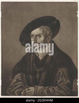 Portrait d'Edzard I le Grand. Portrait d'Edzard I le Grand, comte de Frise orientale. Il porte un manteau avec col en fourrure, une chaîne et un capot. Banque D'Images