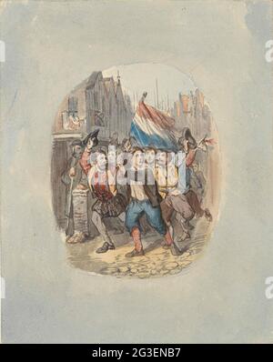 Conception pour la couverture de dans la Kalverstraat, de Johannes Ter Gouw, 1866.. Banque D'Images