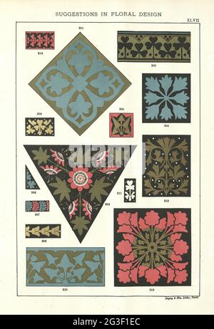 Suggestions en conception florale, éléments et motifs de conception victorienne du XIXe siècle Banque D'Images