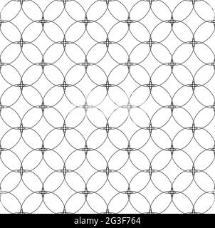 Motif monochrome vectoriel transparent de formes géométriques, lignes, cercles et losange.abstrait motif noir vectoriel transparent de style linéaire isolé Illustration de Vecteur