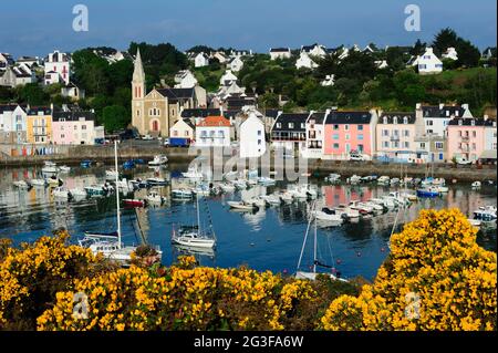 FRANCE. MORBIHAN (56) BELLE ILE EN MER. PORT DE SAUZON. GORGE FLEURIE. (PHOTO NON DISPONIBLE POUR LES CALENDRIERS OU CARTES POSTALES PUBLIÉS EN FRANCE) Banque D'Images