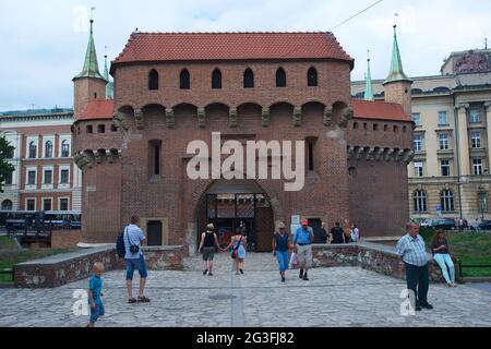 Bastion défensive de Barbican à Cracovie en Pologne Banque D'Images