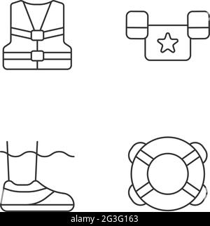 Ensemble d'icônes linéaires pour équipements de piscine Illustration de Vecteur