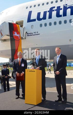 Taufe des neuen Super Jumbos 747-8 durch MinisterprÃ¤sident Stephan Weil auf den Namen Niedersachsen Banque D'Images