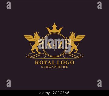 AZ lettre Lion Royal Luxury Heraldic, Crest logo template dans l'art vectoriel pour restaurant, Royalty, Boutique, café, Hôtel, Héraldique, bijoux, mode et Illustration de Vecteur