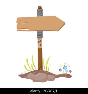Illustration du panneau de signalisation en bois. Isolé sur fond blanc. Illustration de Vecteur