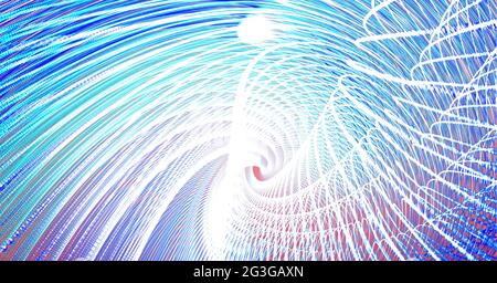 Image générée numériquement de traînées de lumière en spirale sur fond dégradé Banque D'Images