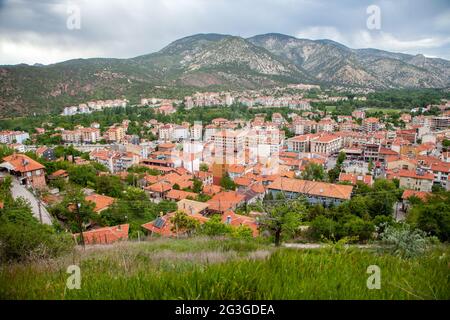 Vue sur la ville de Nallihan depuis la haute colline Banque D'Images