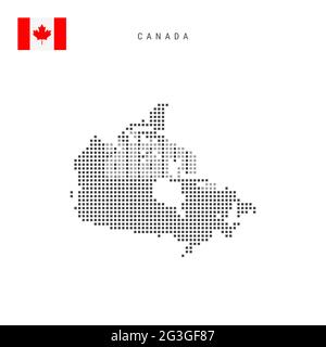 Carte à motif points carrés du Canada. Carte canadienne en pointillés avec drapeau national isolé sur fond blanc. Illustration vectorielle. Illustration de Vecteur