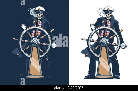 Capitaine de bateau pirate - squelette marin Illustration de Vecteur