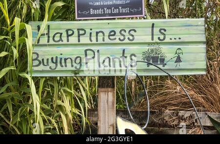 La pépinière Green House est la « Plant Disneyland » selon son propriétaire qui a rempli les 19 hectares de jardin et de pépinière de fantaisie et de drôle Banque D'Images