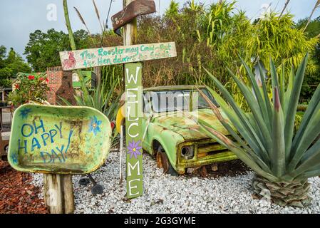 La pépinière Green House est la « Plant Disneyland » selon son propriétaire qui a rempli les 19 hectares de jardin et de pépinière de fantaisie et de drôle Banque D'Images