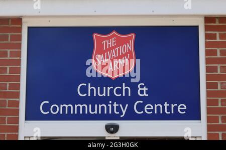 Église et centre communautaire de l'Armée du Salut vu à Bognor Regis, Royaume-Uni. Banque D'Images