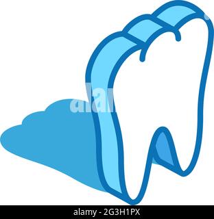 Icône de dent isométrique. Symbole de ligne 3D d'organe interne sain. Illustration de Vecteur