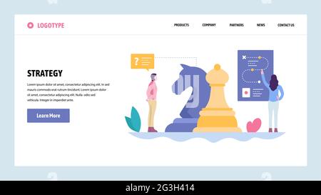 Modèle de conception de gradient de site Web vectoriel. Stratégie commerciale et marketing. Les affaires comme un jeu d'échecs. Concepts de page d'arrivée pour le site Web et le mobile Illustration de Vecteur