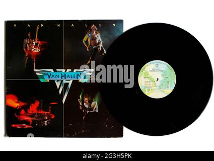 Hard Rock, Heavy Metal et glam Metal band, Van Halen album de musique sur vinyle disque LP. Van Halen est la couverture auto-titrée du premier album Banque D'Images