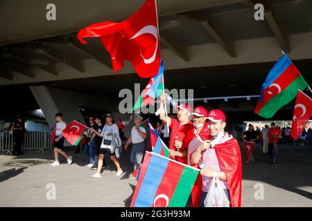 La Turquie est en plein air devant le match de l'UEFA Euro 2020 Group A au stade olympique de Bakou en Azerbaïdjan. Date de la photo: Mercredi 16 juin 2021. Banque D'Images