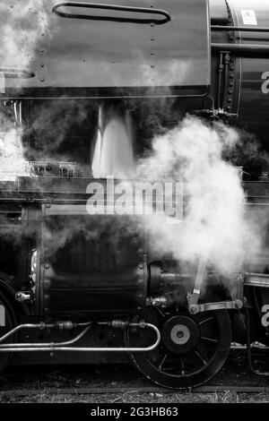 Noir et blanc de la fumée de chemin de fer Banque D'Images