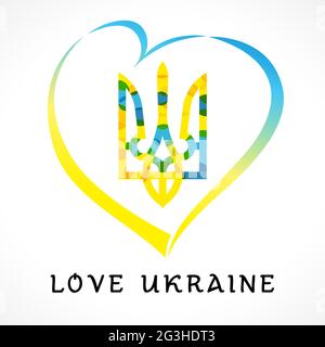 J'adore les congruts créatifs de l'Ukraine. Concept de logo ukrainien. Modèle de conception graphique abstrait isolé. Emblème coloré. Lettrage calligraphique. Décorer Illustration de Vecteur