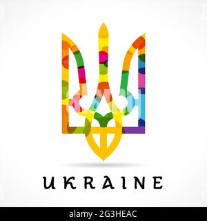 J'adore les congruts créatifs de l'Ukraine. Concept de logo ukrainien. Modèle de conception graphique abstrait isolé. Emblème coloré. Lettrage calligraphique. Décorer Illustration de Vecteur