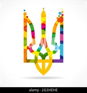 J'adore les congruts créatifs de l'Ukraine. Concept de logo ukrainien. Modèle de conception graphique abstrait isolé. Emblème coloré. Lettrage calligraphique. Décorer Illustration de Vecteur