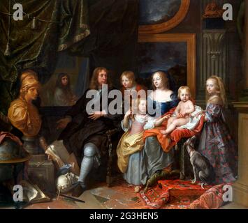 Everhard Jabach et sa famille par Charles le Brun (1619-1690), huile sur toile, v.1660 Banque D'Images